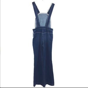 Free people wide leg rainbow stitched overalls